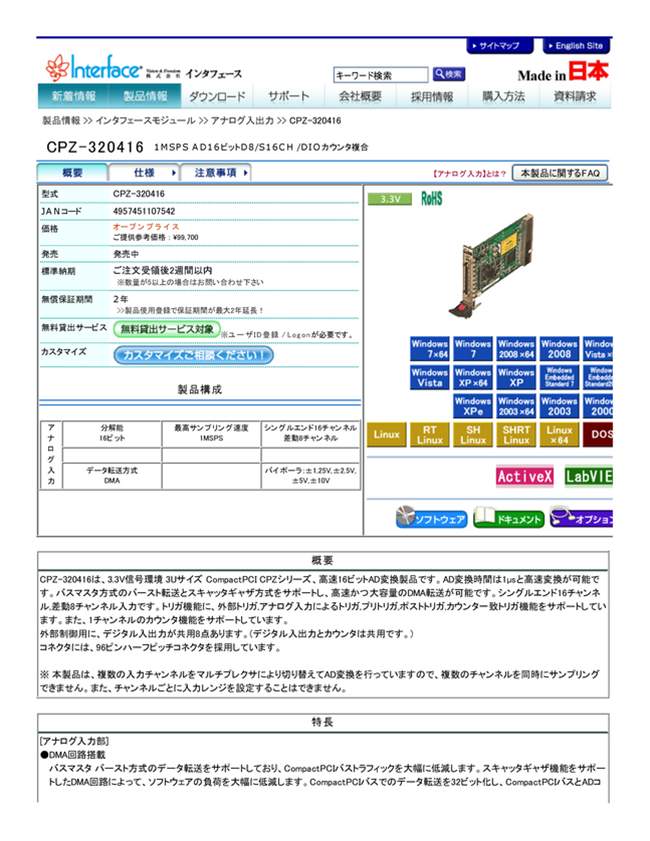 Interface インタフェースモジュール 有難く LPC-321216